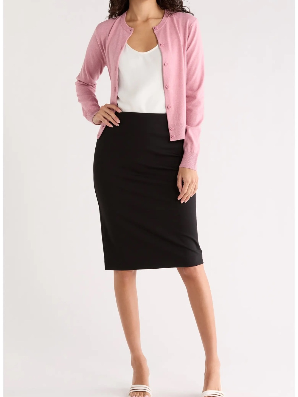 Nordstrom Rack Women’s M Black Pencil Skirt Stretch Midi Career Workwear